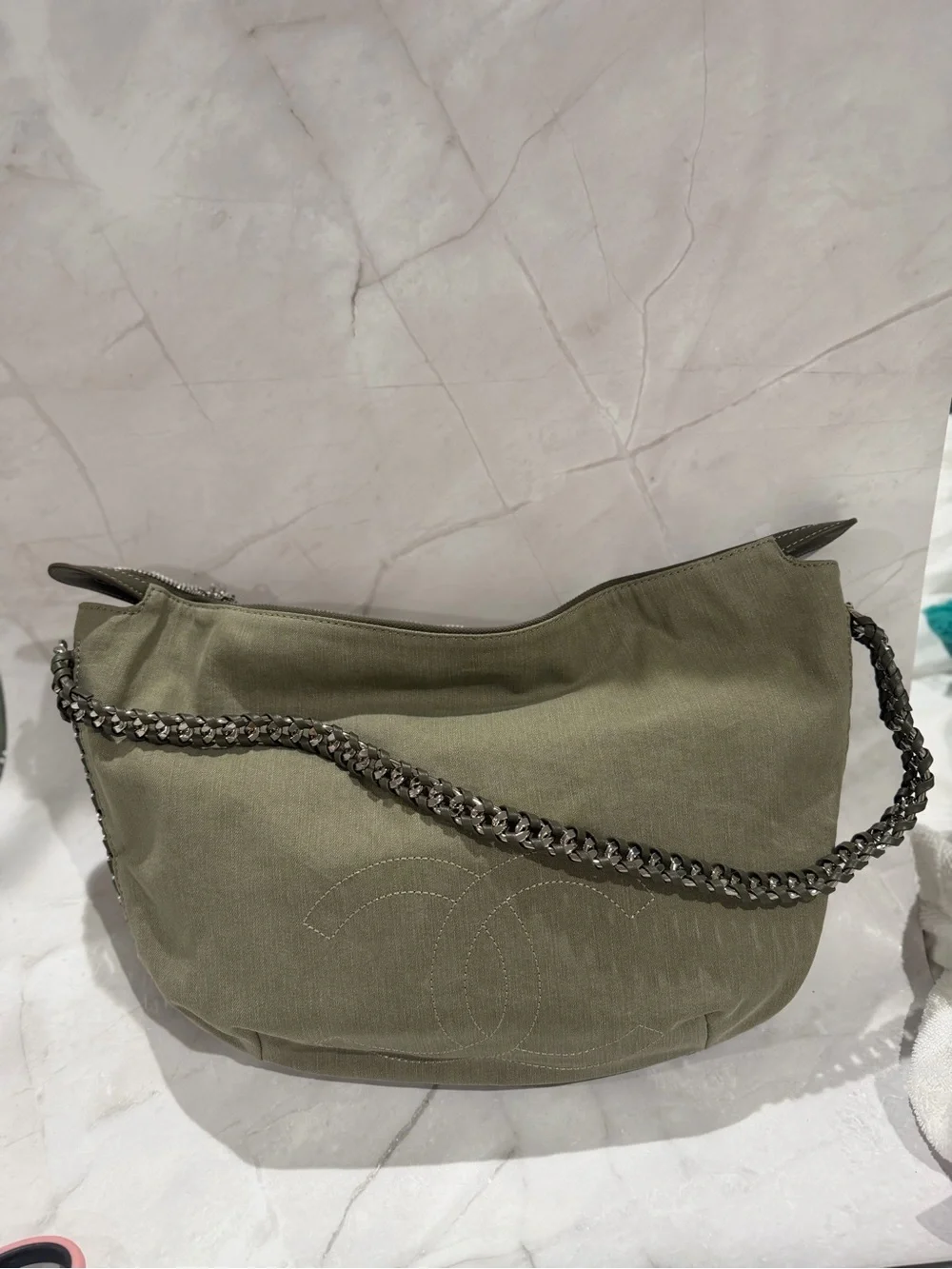 Fashion Olive Green Chain-Handle Hobo Shoulder Bag